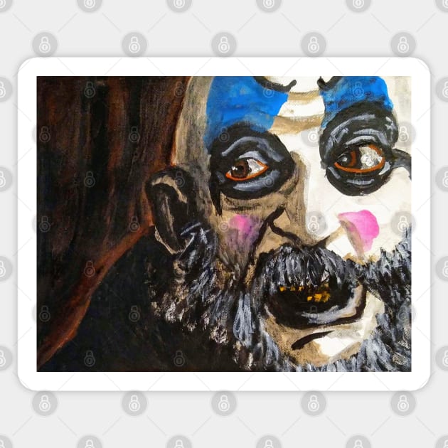 The Devil's Rejects "Aren't We Funny?" Captain Spaulding canvas portrait (original) Sticker by StagArtStudios